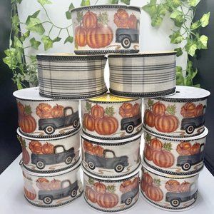 12 Brand New Fall/Harvest Spools of Ribbon